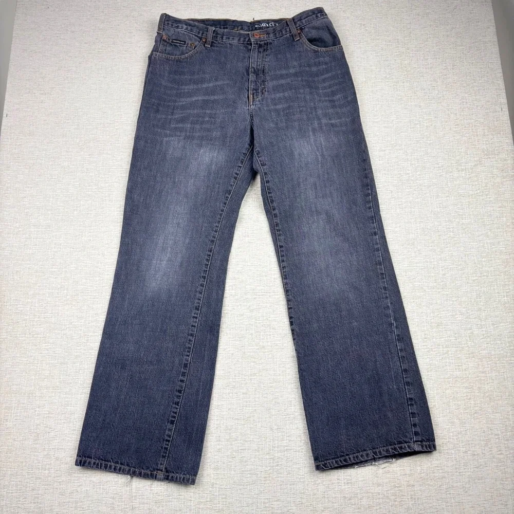 Calvin Klein Jeans Mens 38x30 Black Faded Wide Leg Y2K Baggy Fit Denim Pants